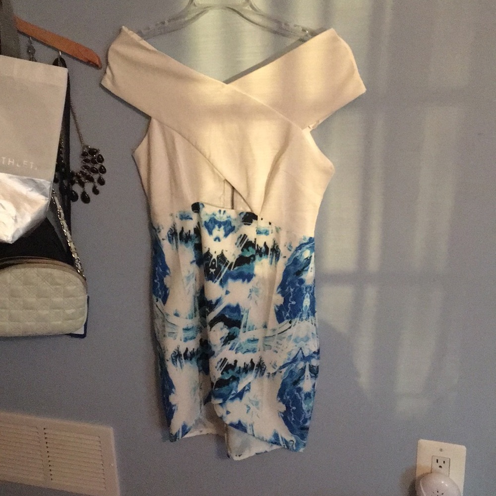 Off the shoulder, tight mini dress